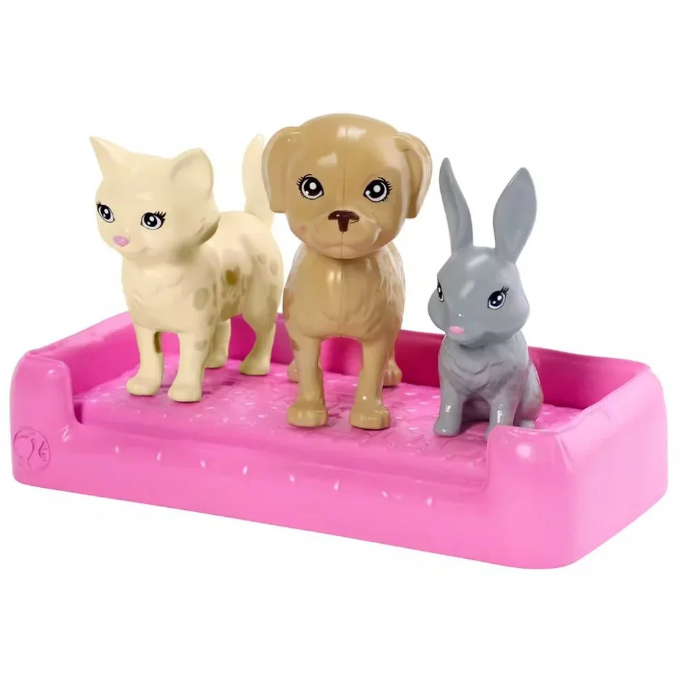 Barbie | Play 'N Wash Pets | Doll & Playset w/ 3 Color-Change Animals & 10 Accs - Picture 4 of 6